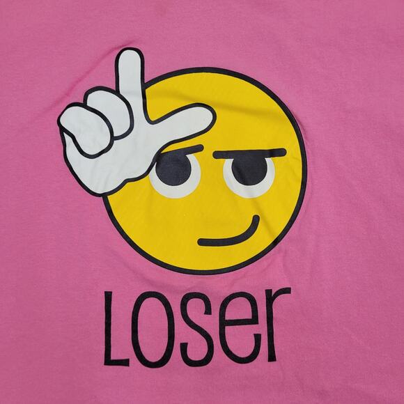 Vintage Y2K Loser Emoji Shirt 2XL 26x30 Pink - Picture 7 of 14